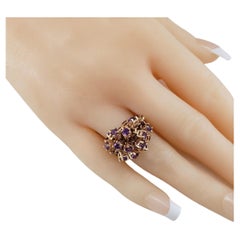 18 Karat Gelbgold und Amethyst Kette Ring Größe 9 #17105