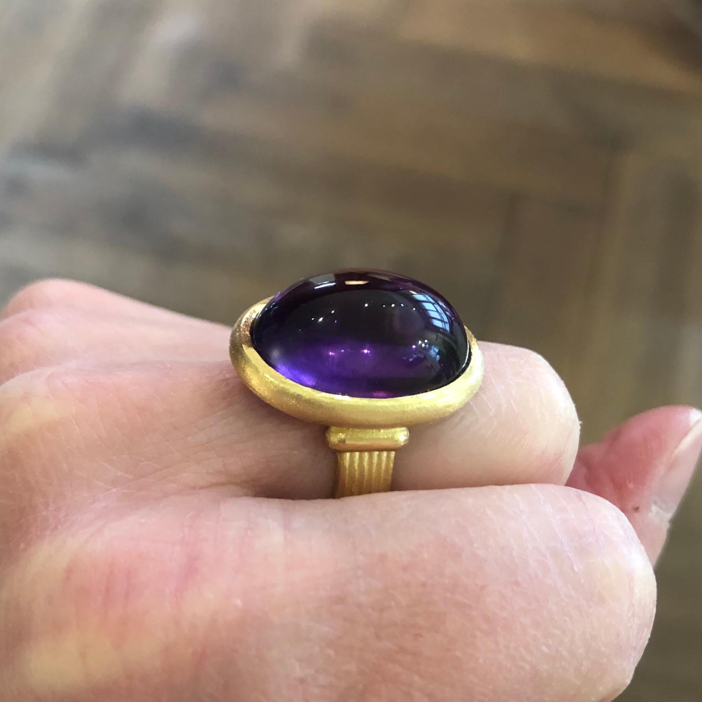 Women's 18 Karat Yellow Gold and Amethyst Cocktail Ring