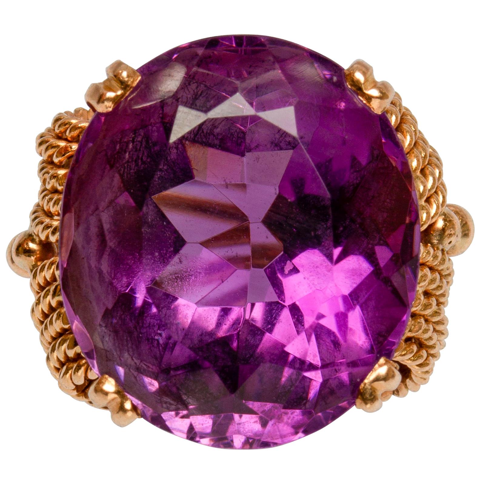 18 Karat Yellow Gold and Amethyst Cocktail Ring