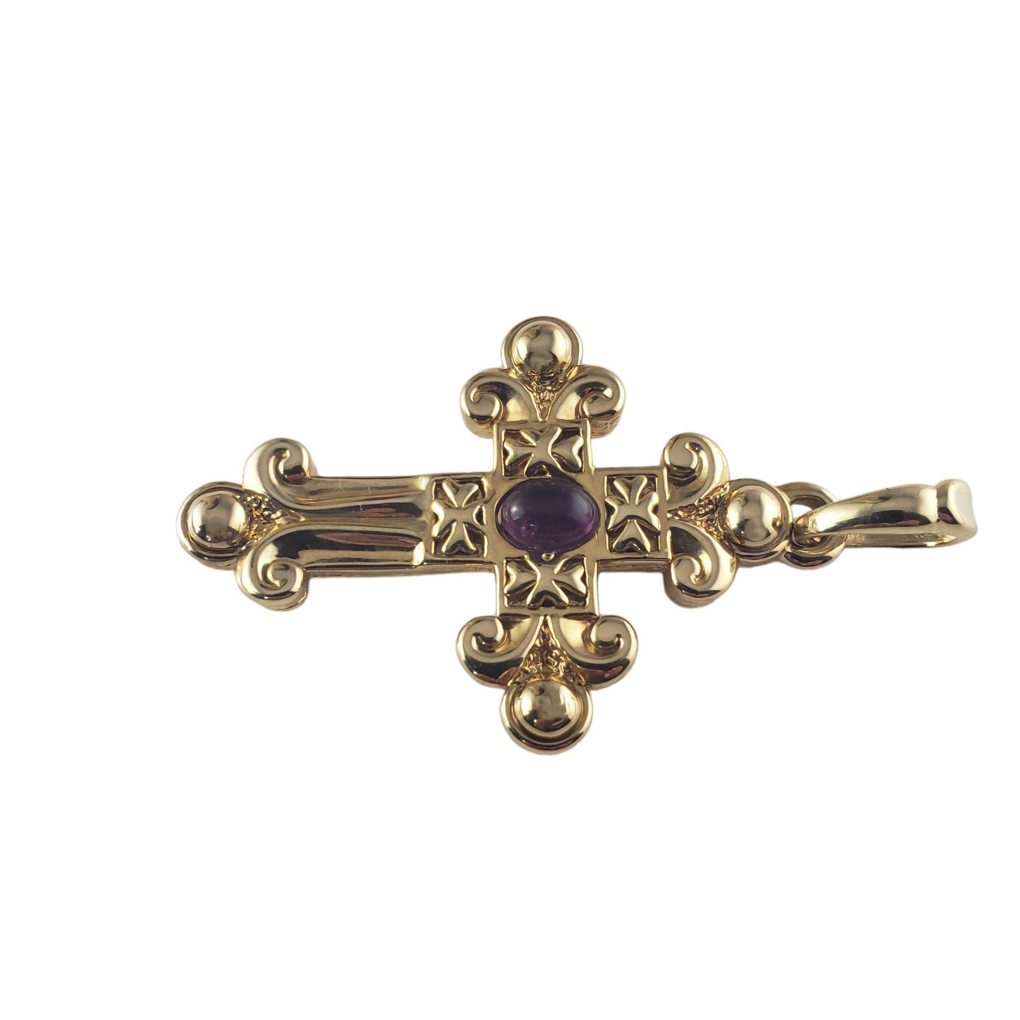 Cabochon 18 Karat Yellow Gold and Amethyst Cross Pendant #16530 For Sale