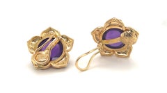 18 Karat Yellow Gold and Amethyst Flower Earclips