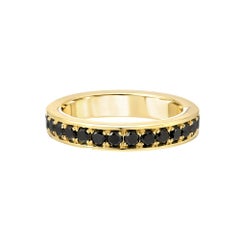 18 Karat Yellow Gold and Black Diamond Band