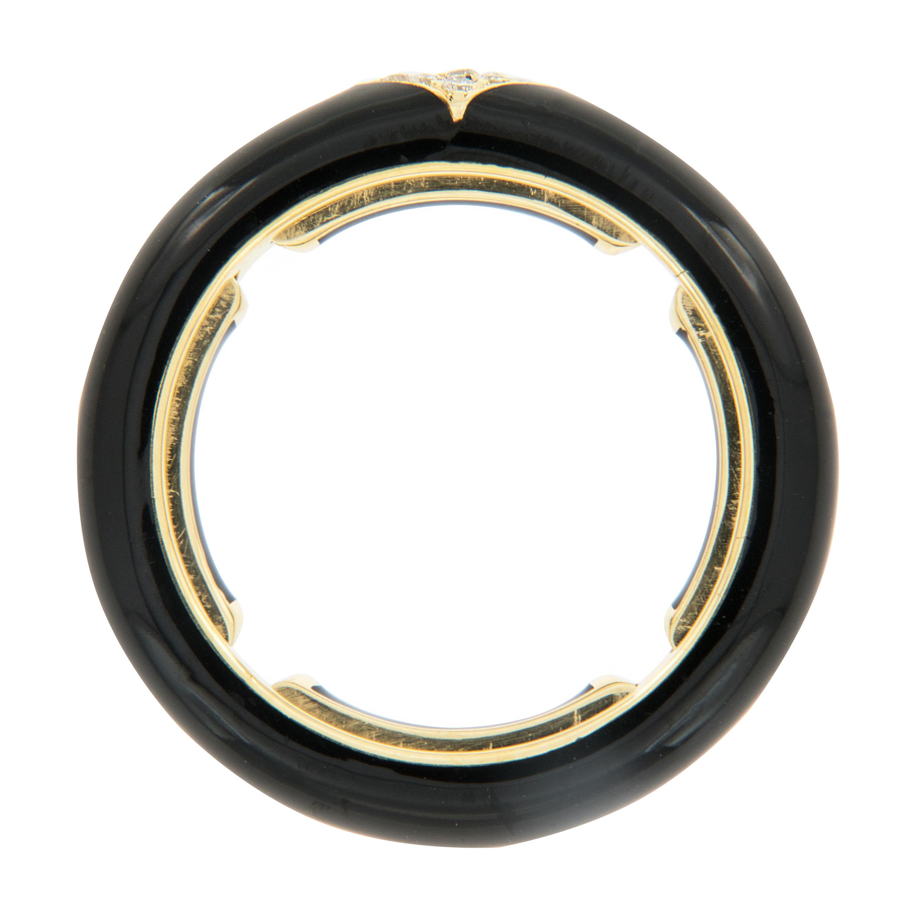 gold and black enamel ring