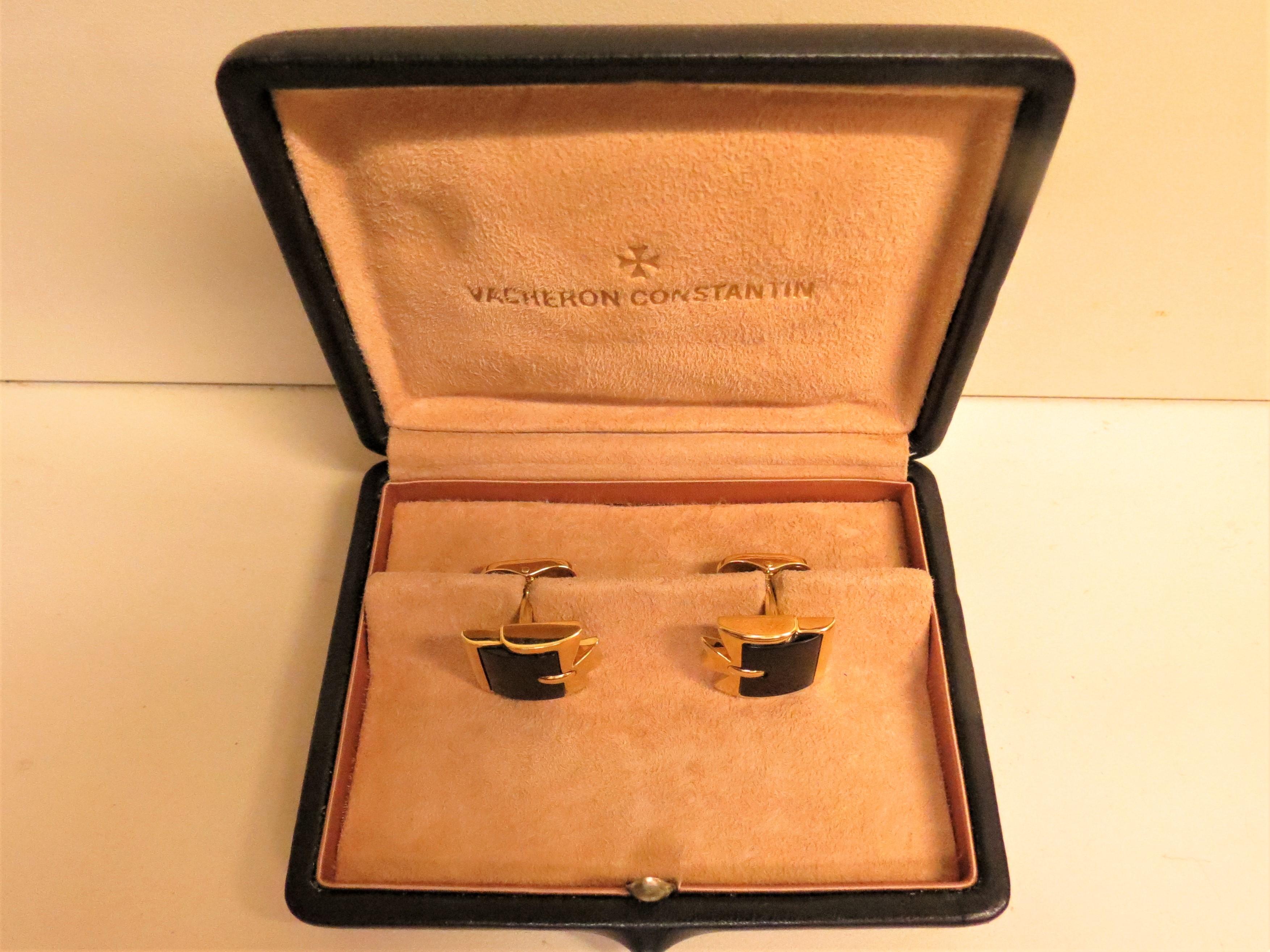 18K yellow gold and black onyx Vacheron Constantin cufflinks in Vacheron Constantin box.
