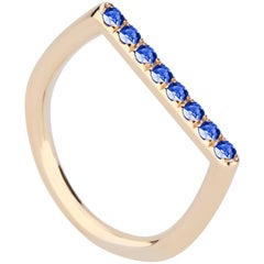 18 Karat Yellow Gold and Blue Sapphire Stacking Ring