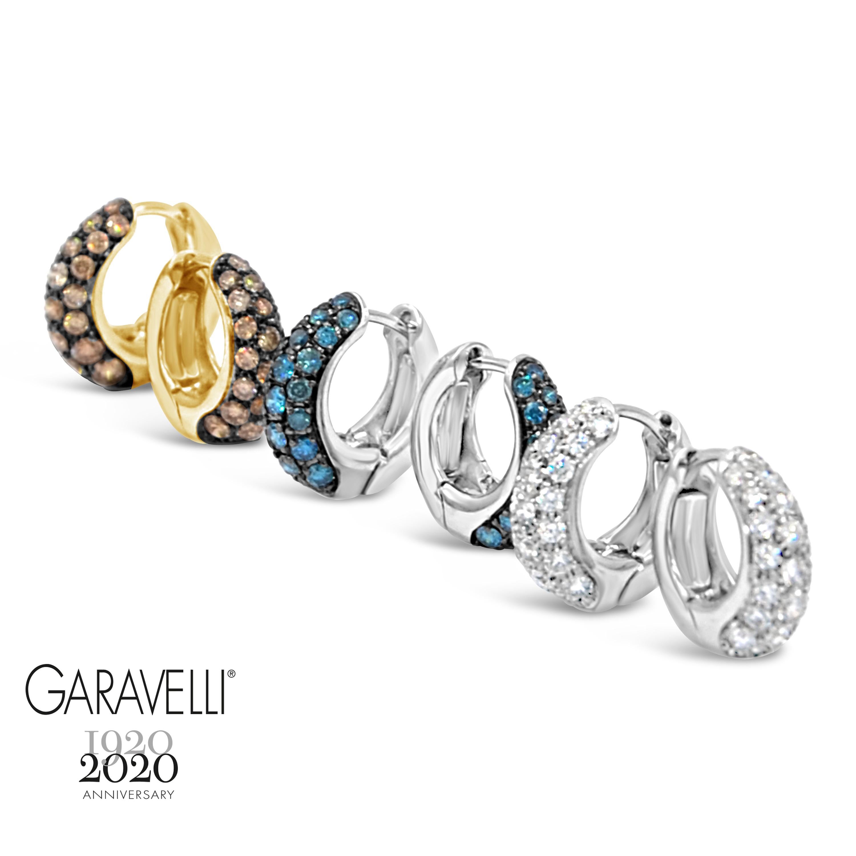 18 Karat Yellow Gold and Brown Diamonds Pavè Garavelli Huggie Earrings In New Condition In Valenza, IT