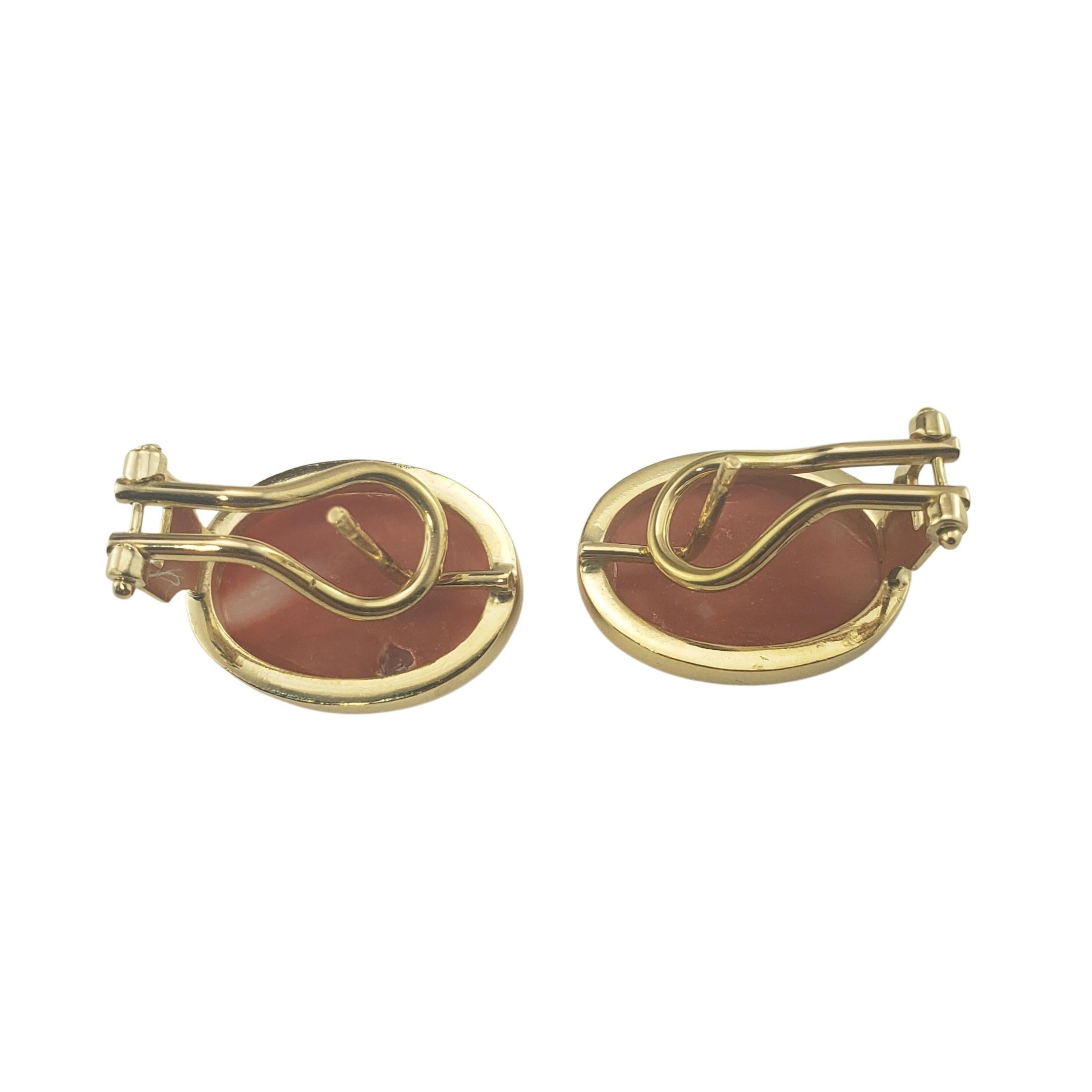 Women's 18 Karat Yellow Gold and Carnelian Earrings