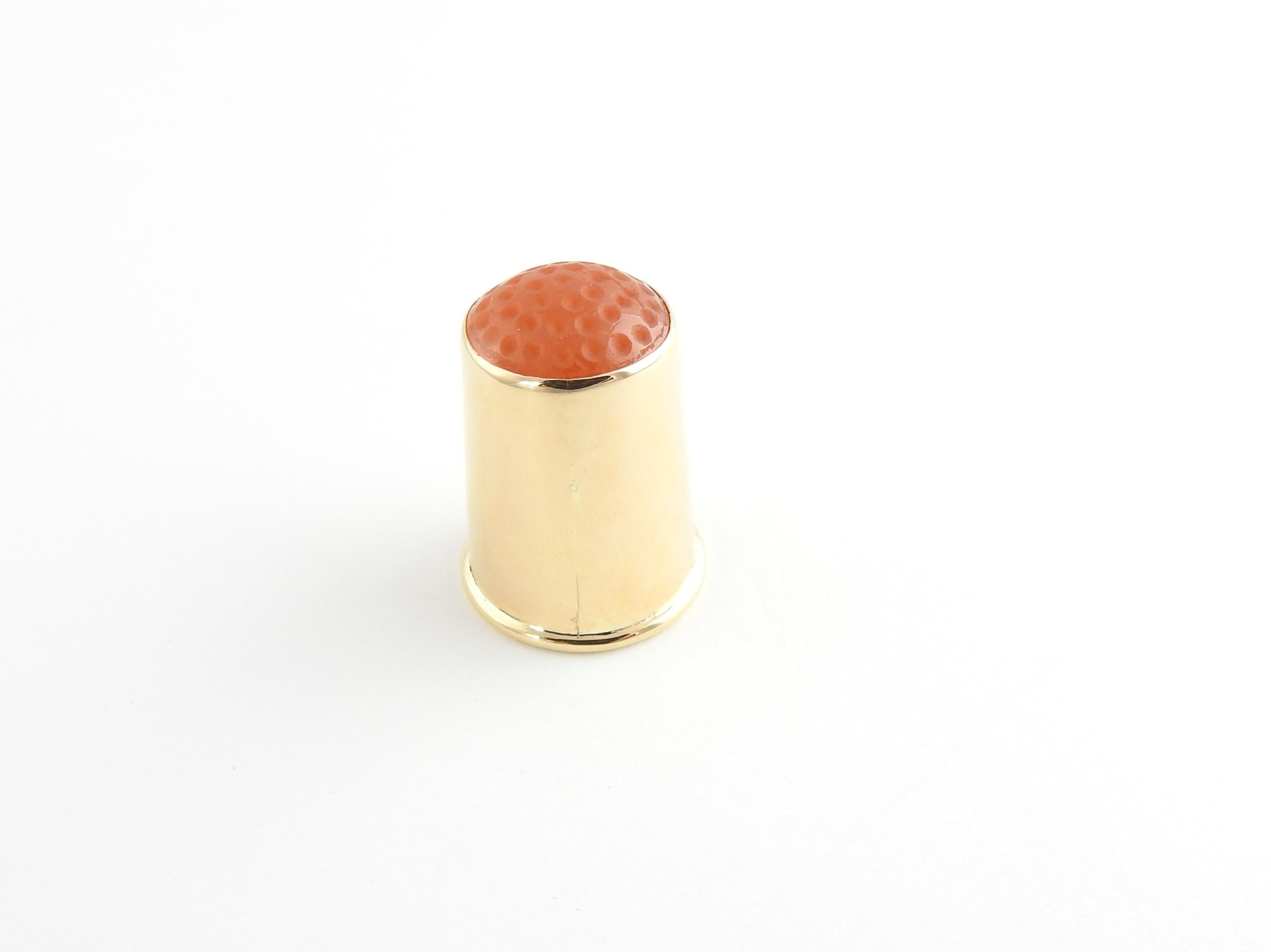 18 Karat Yellow Gold and Carnelian Thimble In Good Condition In Washington Depot, CT