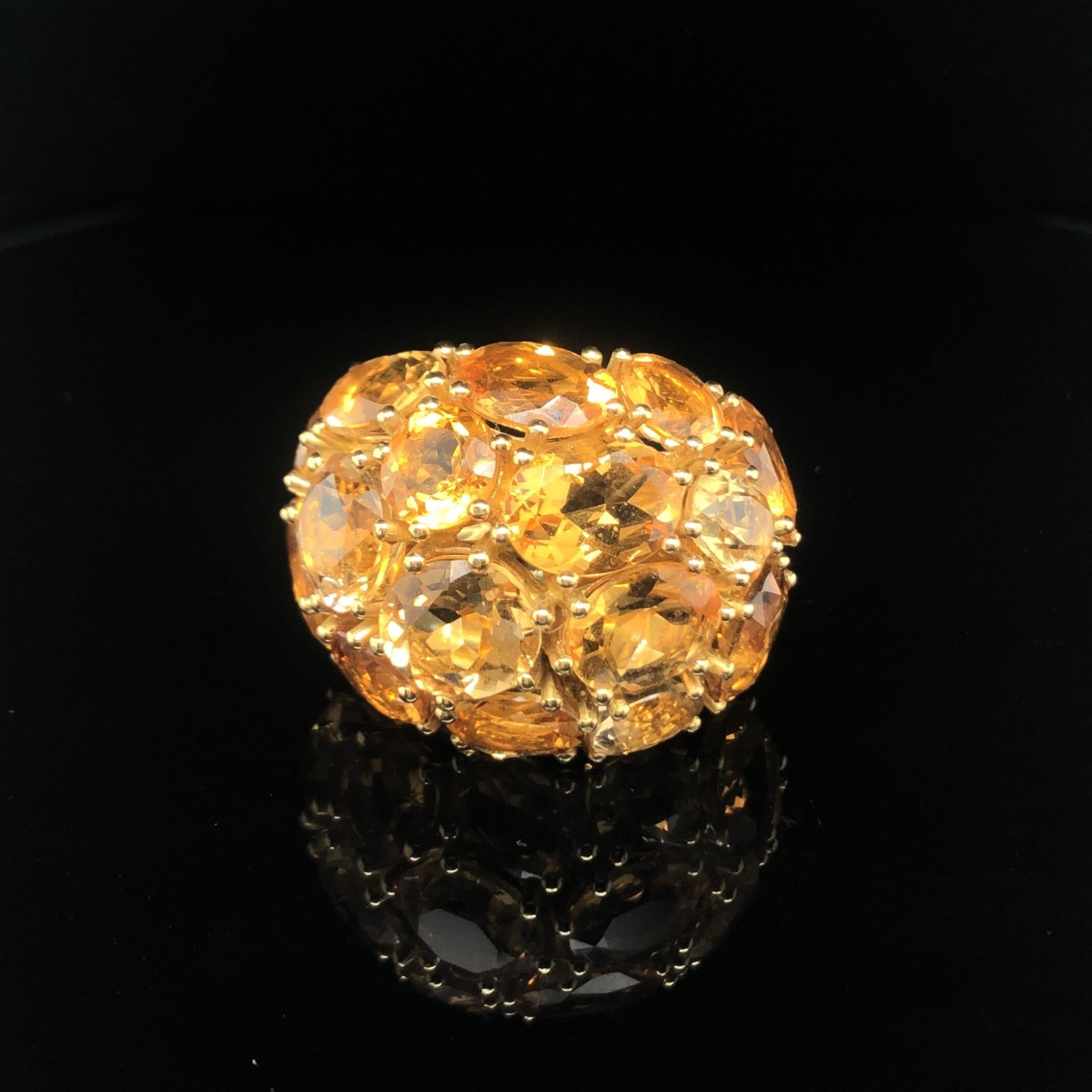 Cocktail-Ring aus 18 Karat Gelbgold und Citrin, um 2000 (Ovalschliff)