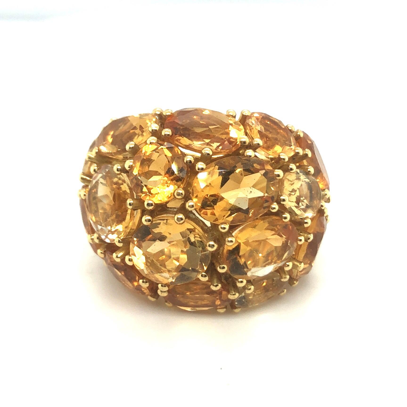 Contemporary 18 Karat Yellow Gold and Citrine Cocktail Ring, circa 2000