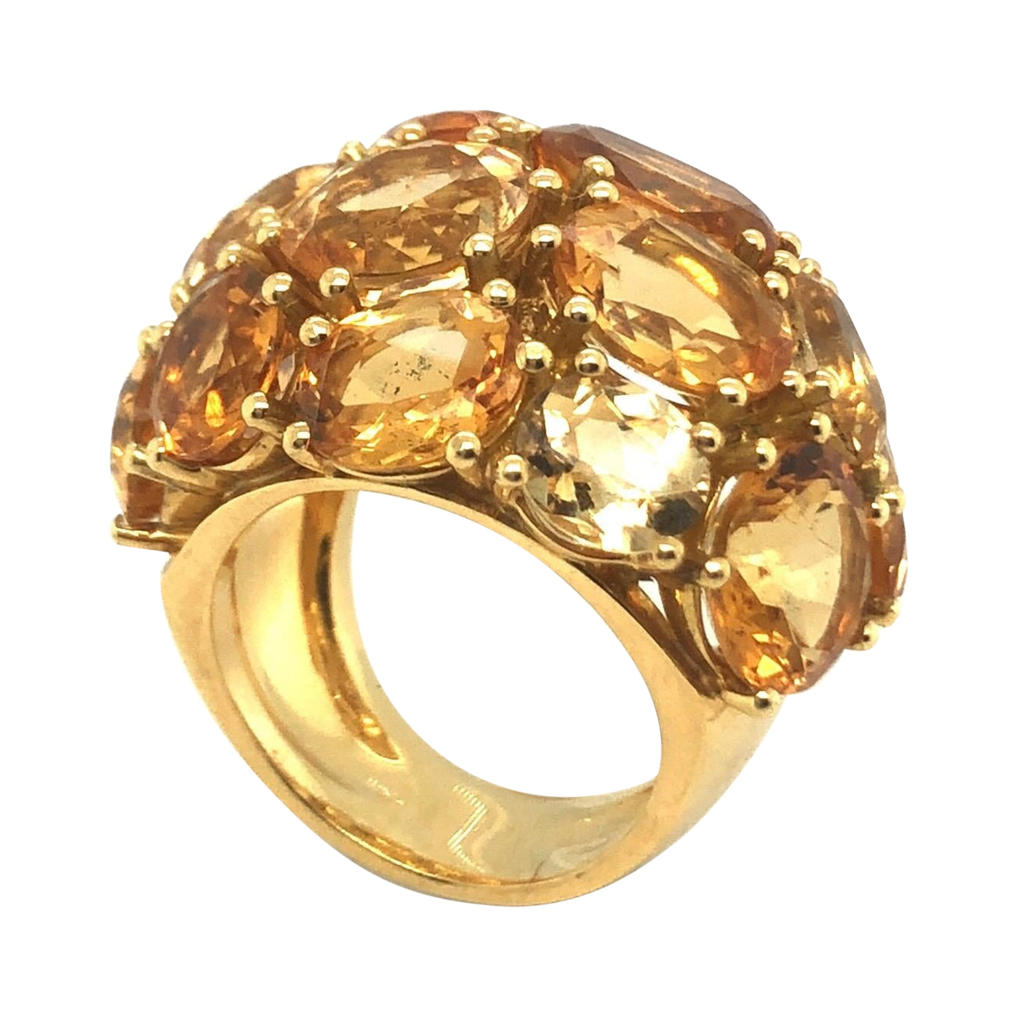 Cocktailring aus 18 Karat Gelbgold und Citrin, um 2000