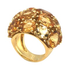 Cocktailring aus 18 Karat Gelbgold und Citrin, um 2000