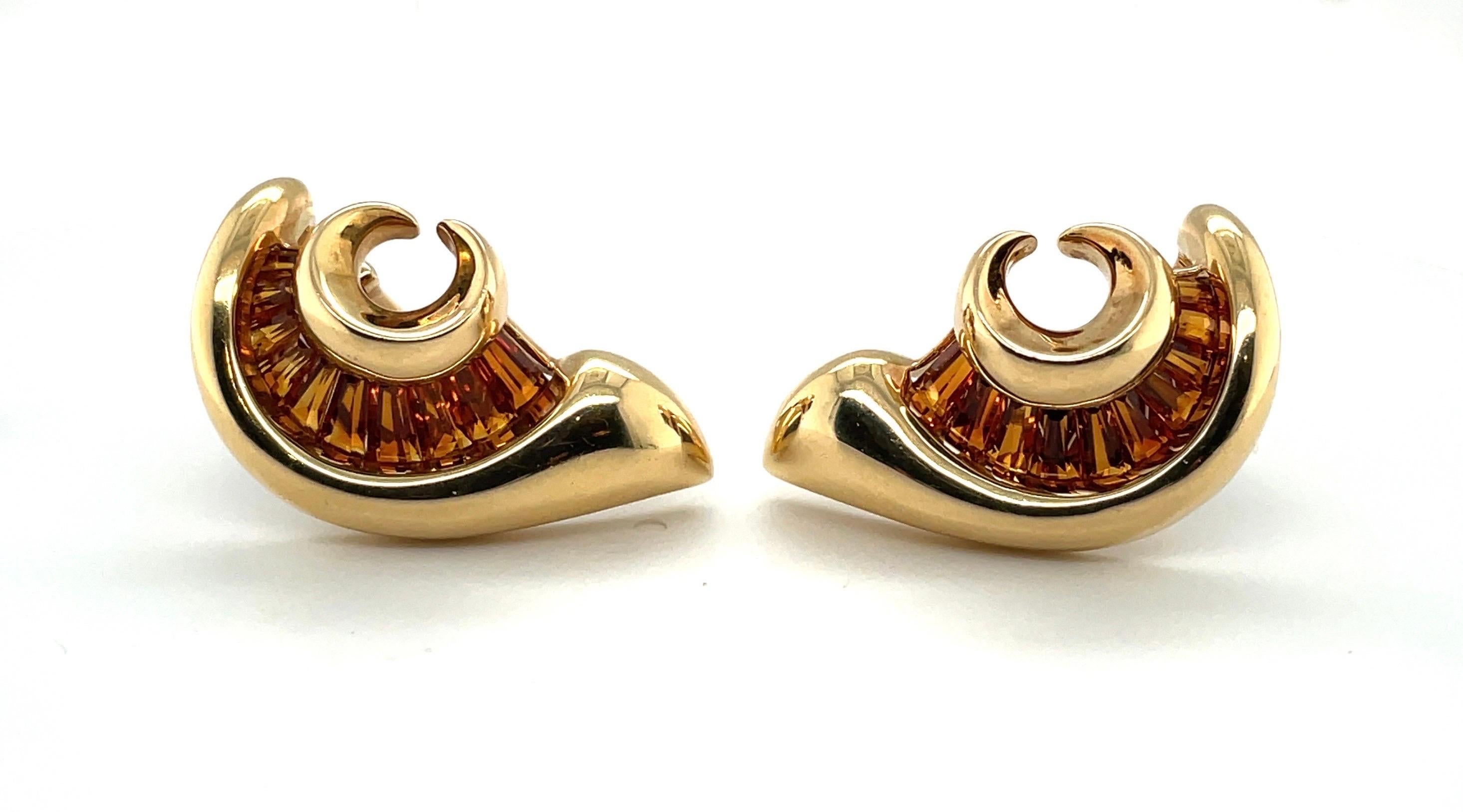 Modern 18 Karat Yellow Gold and Citrine Earrings by Verdura For Sale