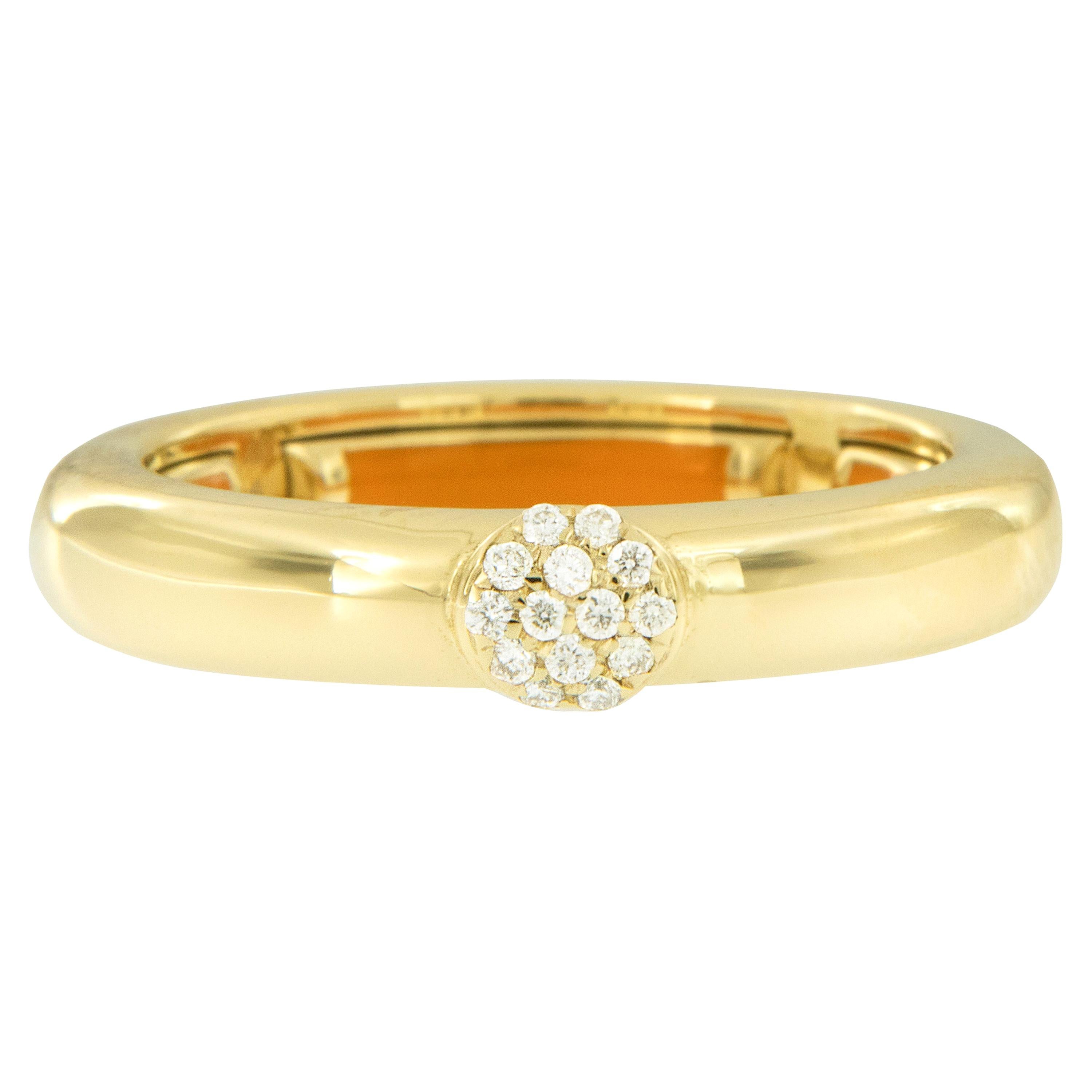 18 Karat Yellow Gold and Diamond Adjustable Ring Made in Italy