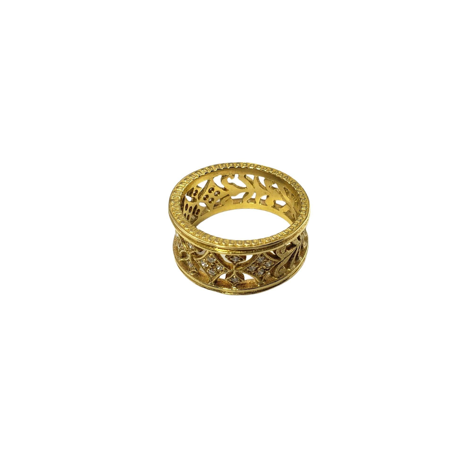 Women's 18 Karat Yellow Gold and Diamond Band Ring For Sale