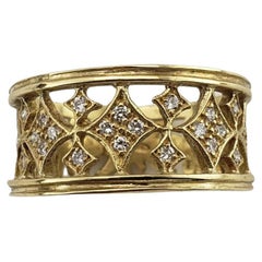 Vintage 18 Karat Yellow Gold and Diamond Band Ring