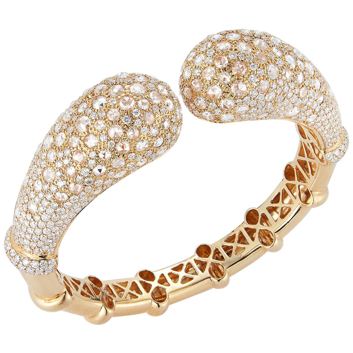 18 Karat Yellow Gold and Diamond Bangle Bracelet