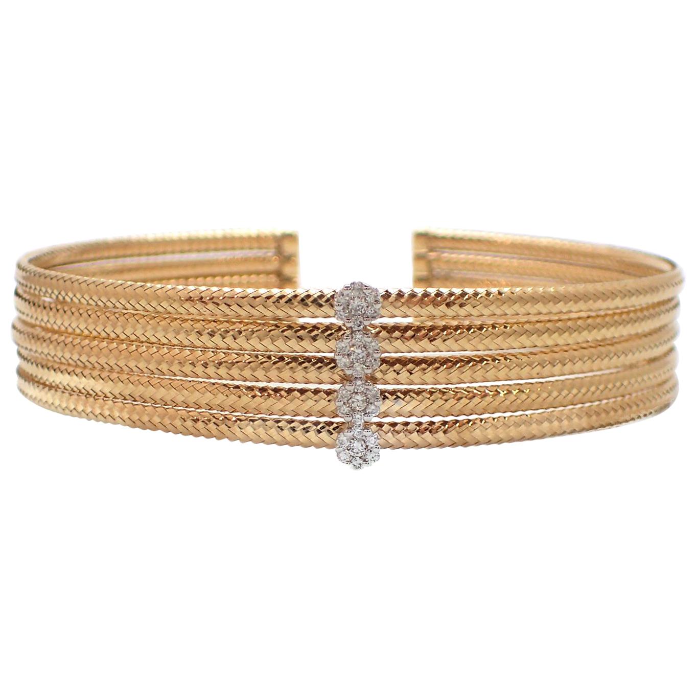 18 Karat Yellow Gold and Diamond Bangle