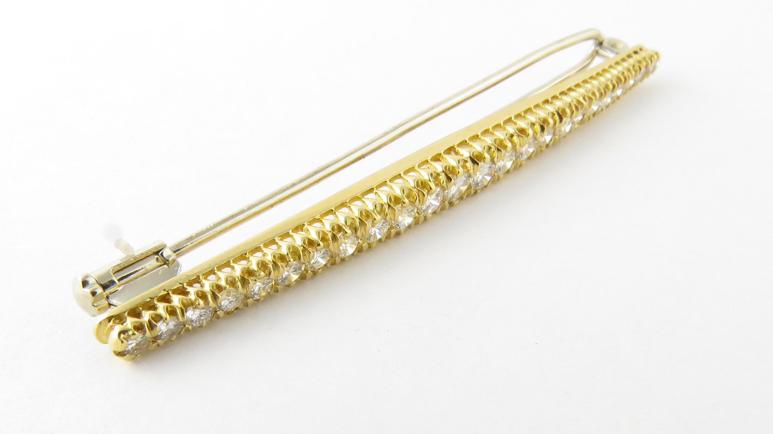 Women's 18 Karat Yellow Gold and Diamond Bar Pin