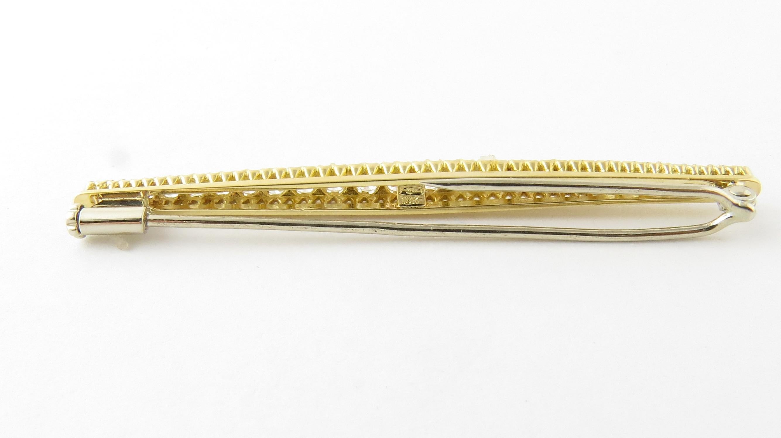 18 Karat Yellow Gold and Diamond Bar Pin 1