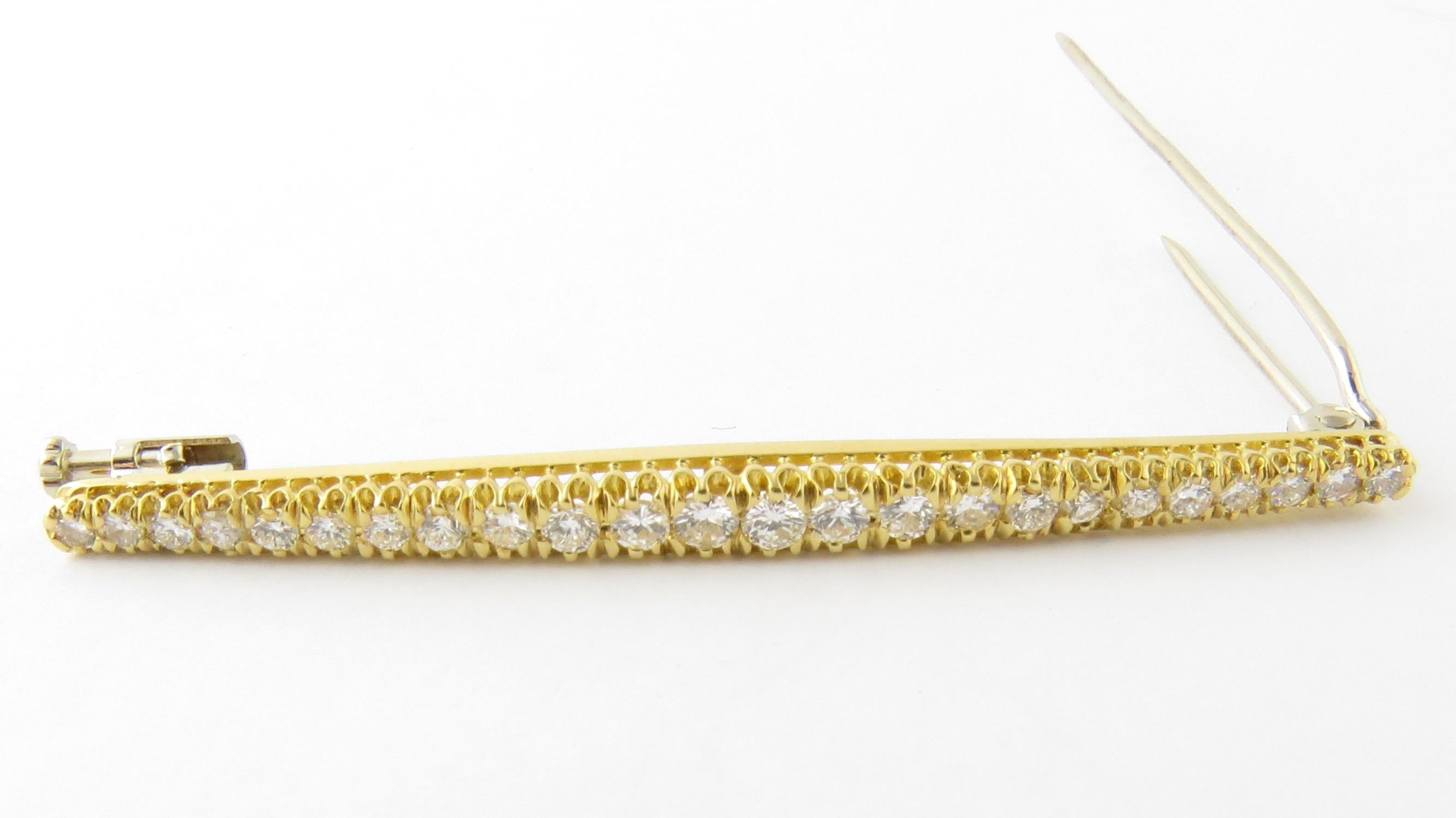 18 Karat Yellow Gold and Diamond Bar Pin 2