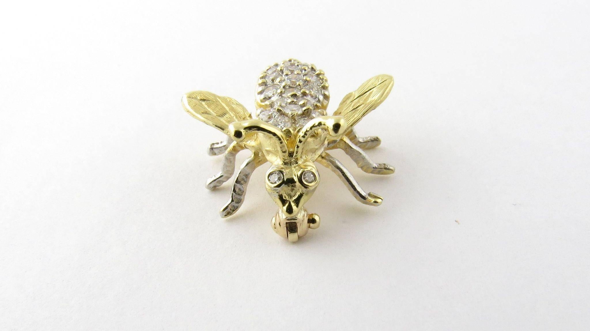 Women's 18 Karat Yellow Gold and Diamond Bee Brooch Pin