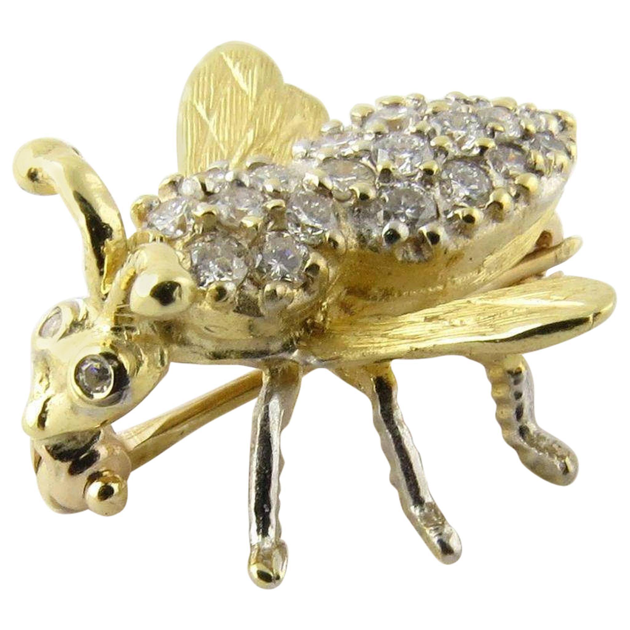 18 Karat Yellow Gold and Diamond Bee Brooch Pin