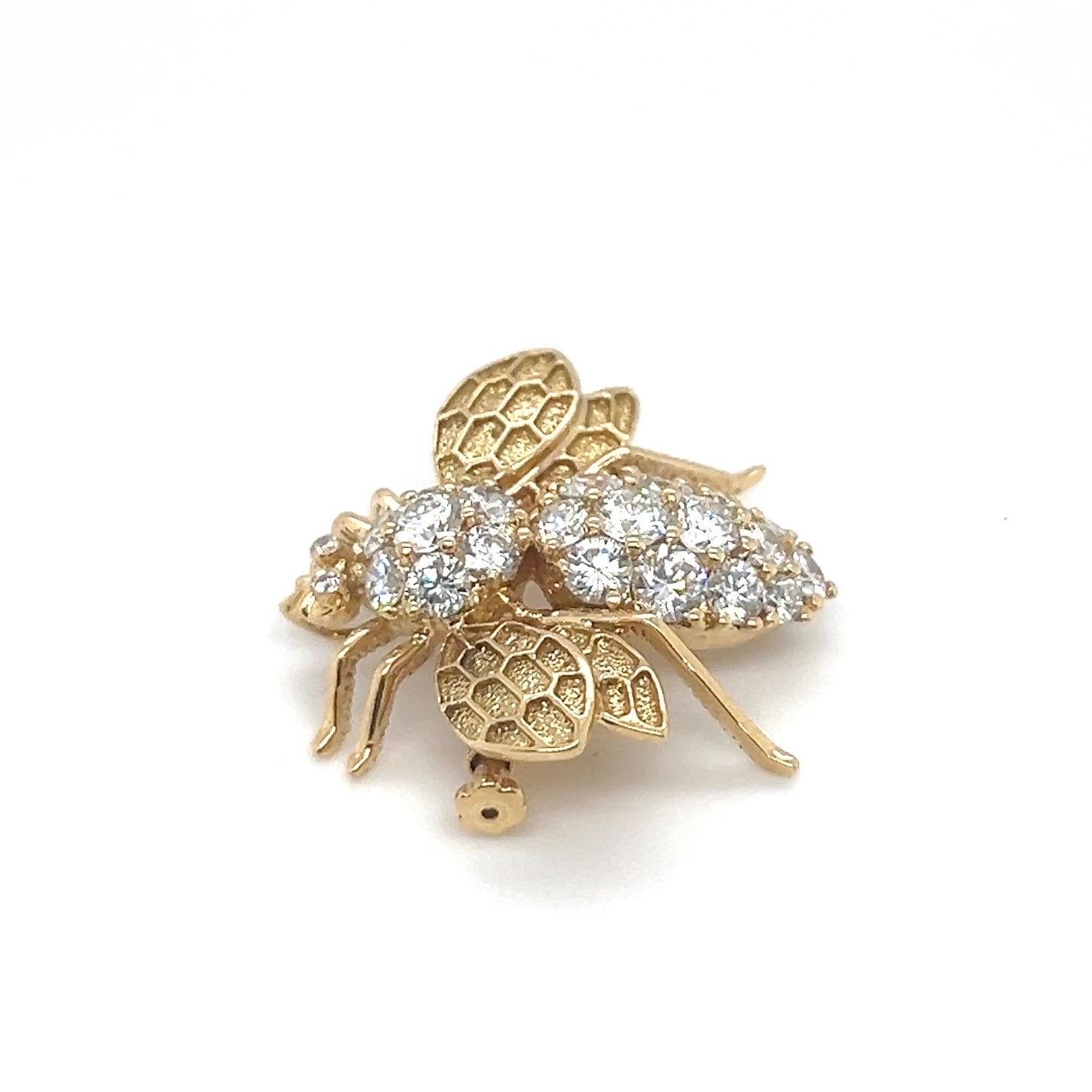 18 Karat Gelbgold und Diamant Bienen-Anhänger/Brosche im Zustand „Gut“ im Angebot in Zurich, CH