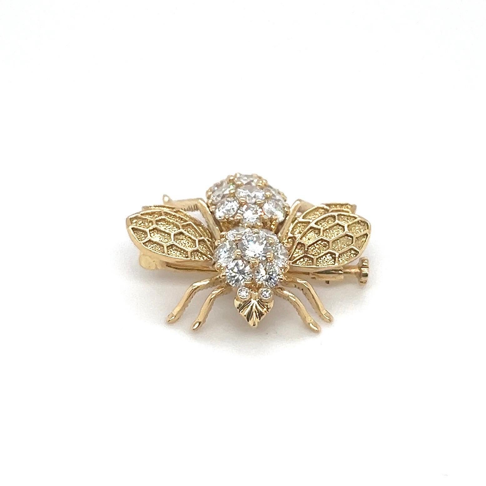 18 Karat Gelbgold und Diamant Bienen-Anhänger/Brosche für Damen oder Herren im Angebot