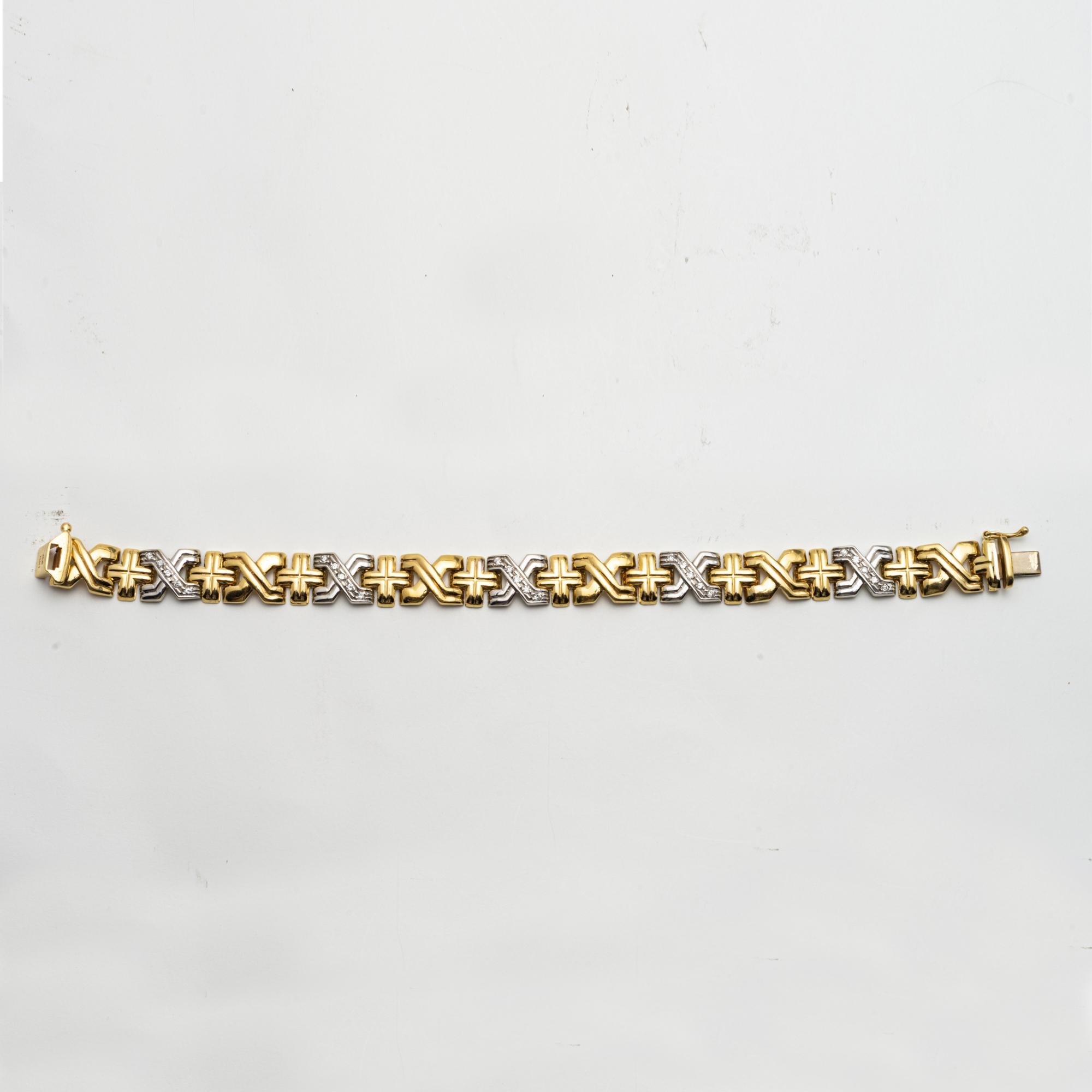 Bracelet en or jaune 18 carats et diamants Bon état - En vente à Palm Beach, FL