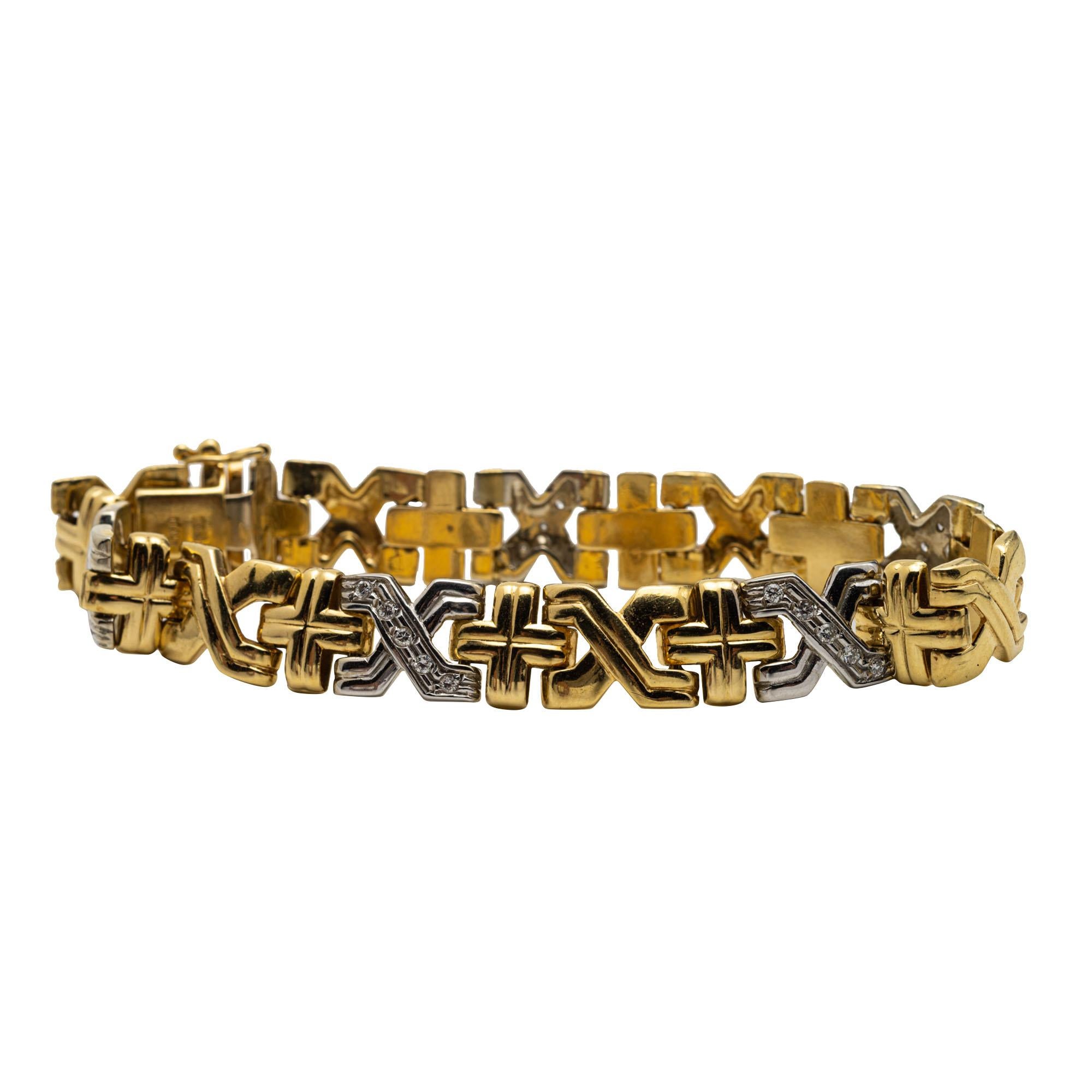 Bracelet en or jaune 18 carats et diamants Unisexe en vente