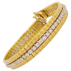 Retro 18 Karat Yellow Gold and Diamond Bracelet