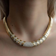 18 Karat Yellow Gold and Diamond Collar Vintage Estate Necklace