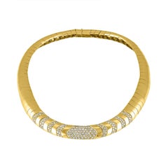 18 Karat Yellow Gold and Diamond Collar Vintage Estate Necklace
