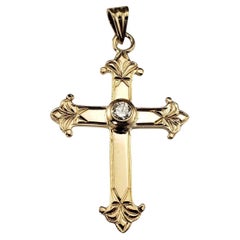 Pendentif croix en or jaune 18 carats et diamants n° 17072