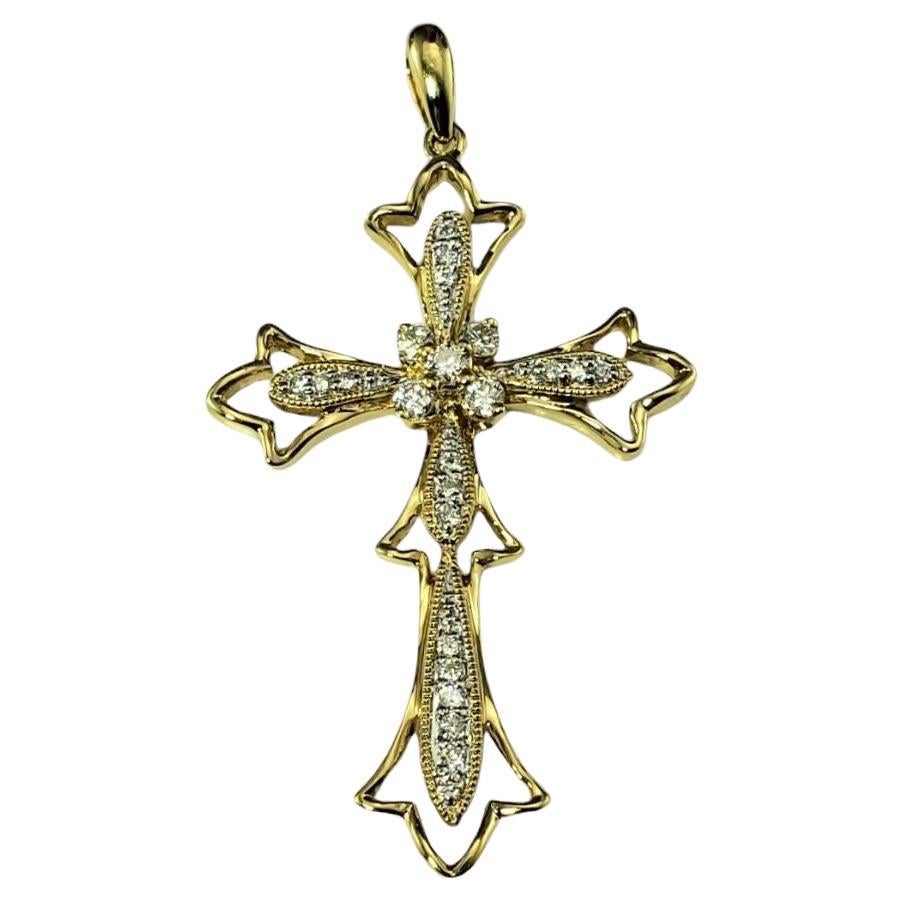 Colgante de oro amarillo de 18 quilates y cruz de diamantes #20505
