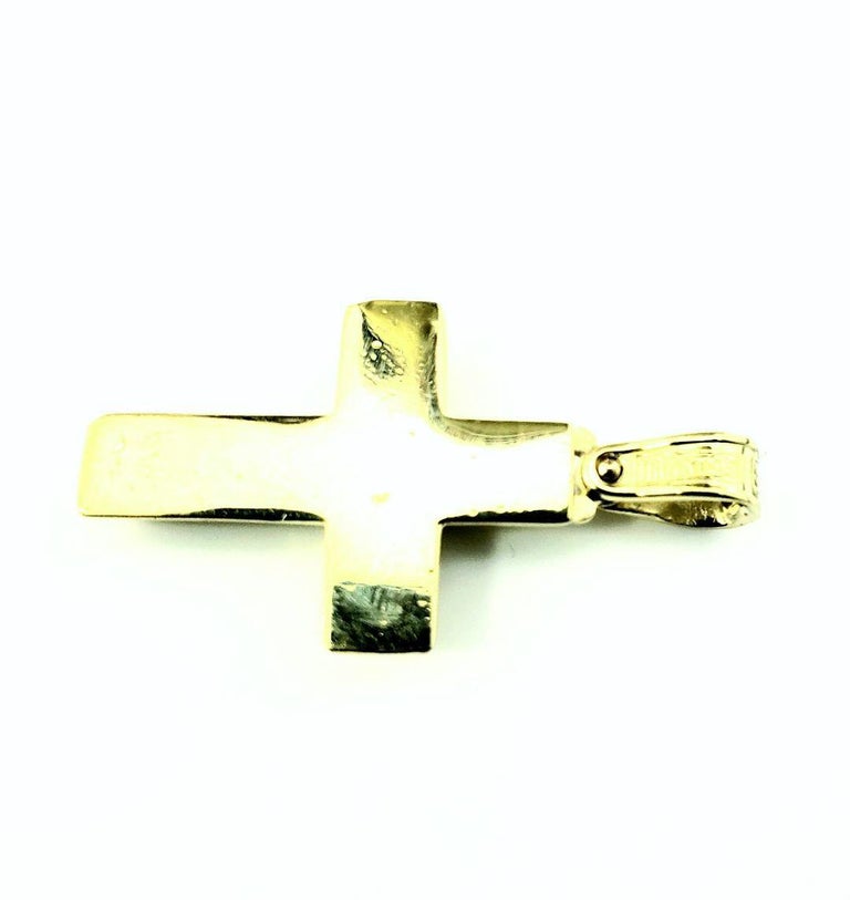 18 Karat Yellow Gold and Diamond Cross Pendant For Sale at 1stDibs