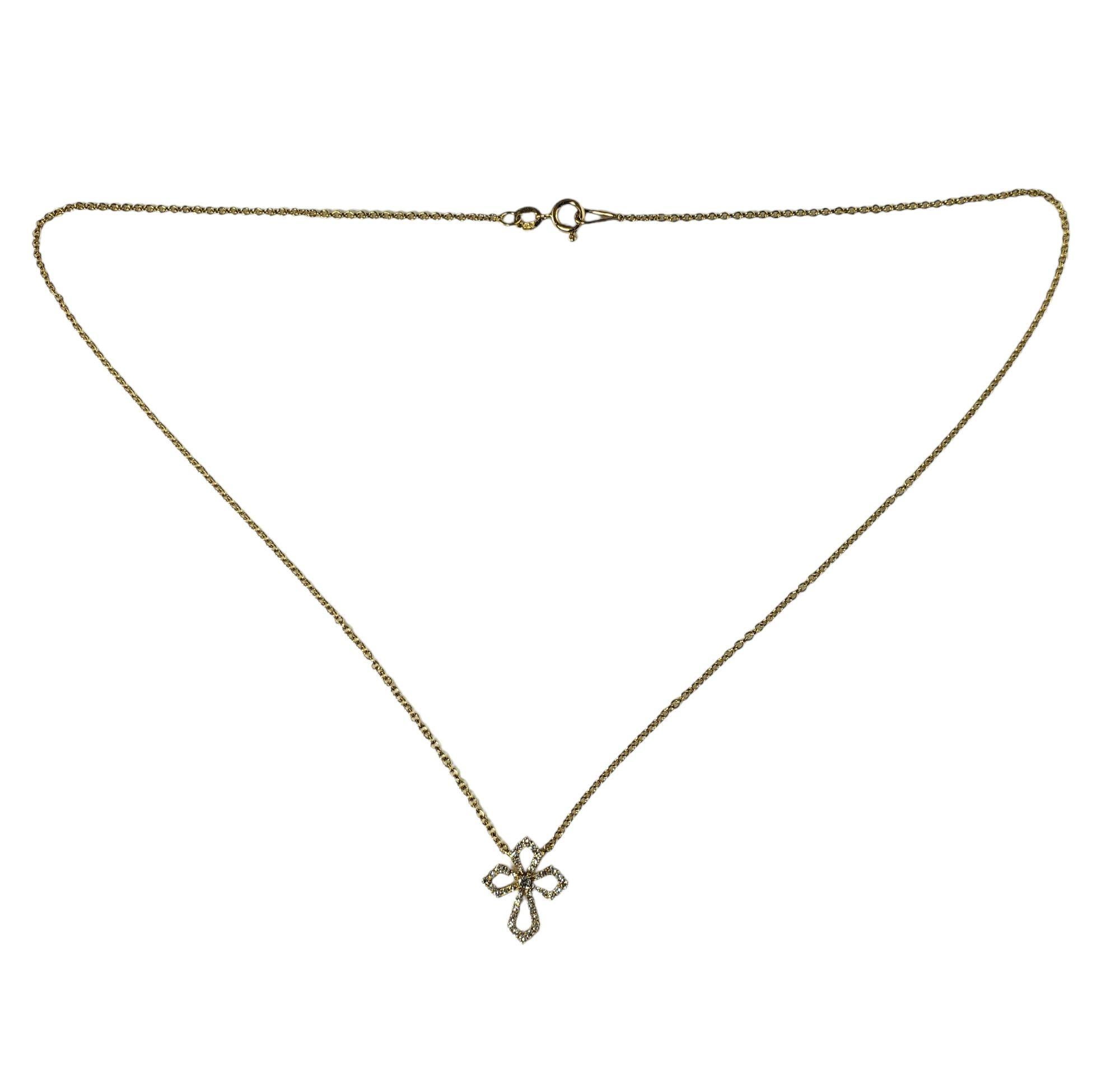 Women's 18 Karat Yellow Gold and Diamond Cross Pendant Necklace For Sale