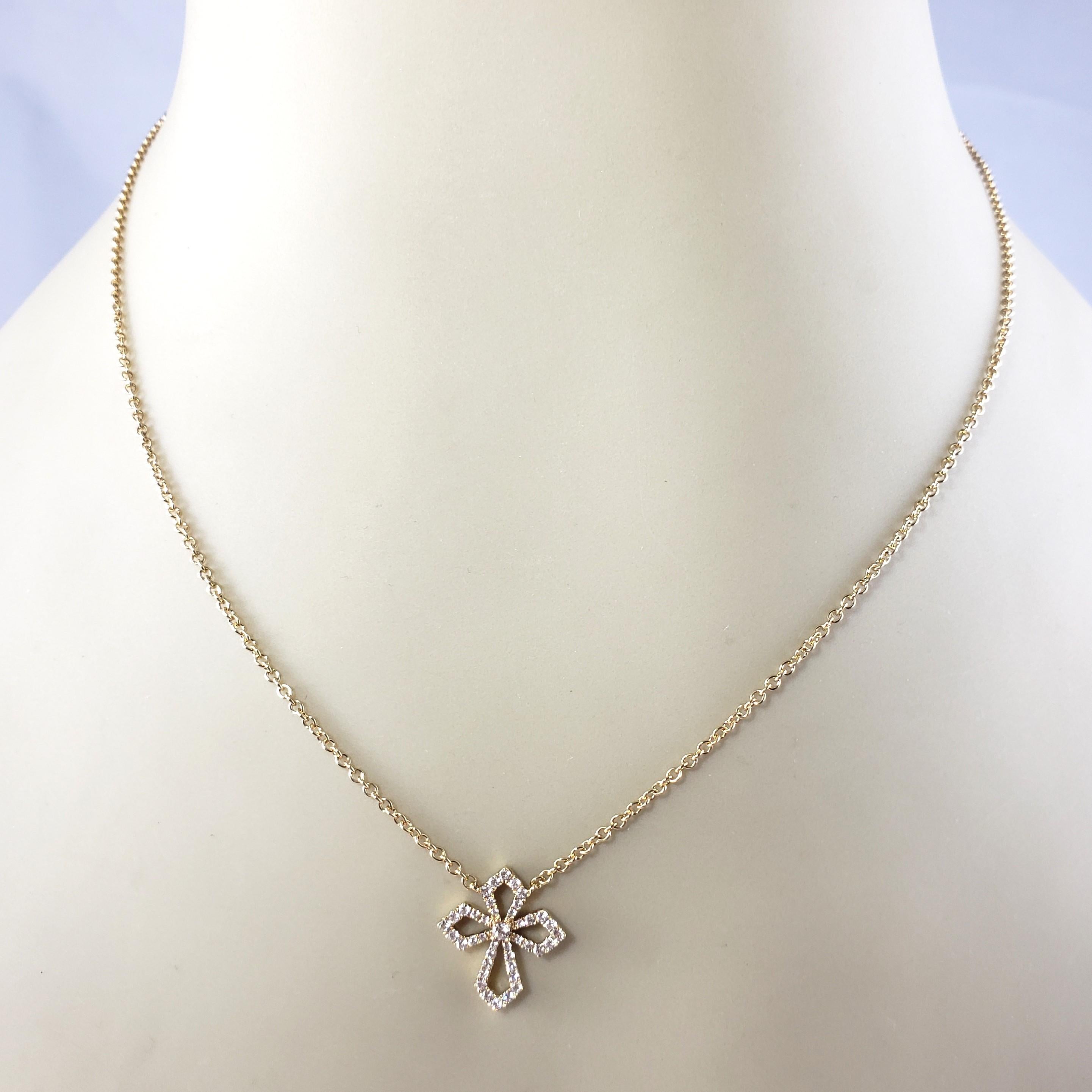 18 Karat Yellow Gold and Diamond Cross Pendant Necklace For Sale 2
