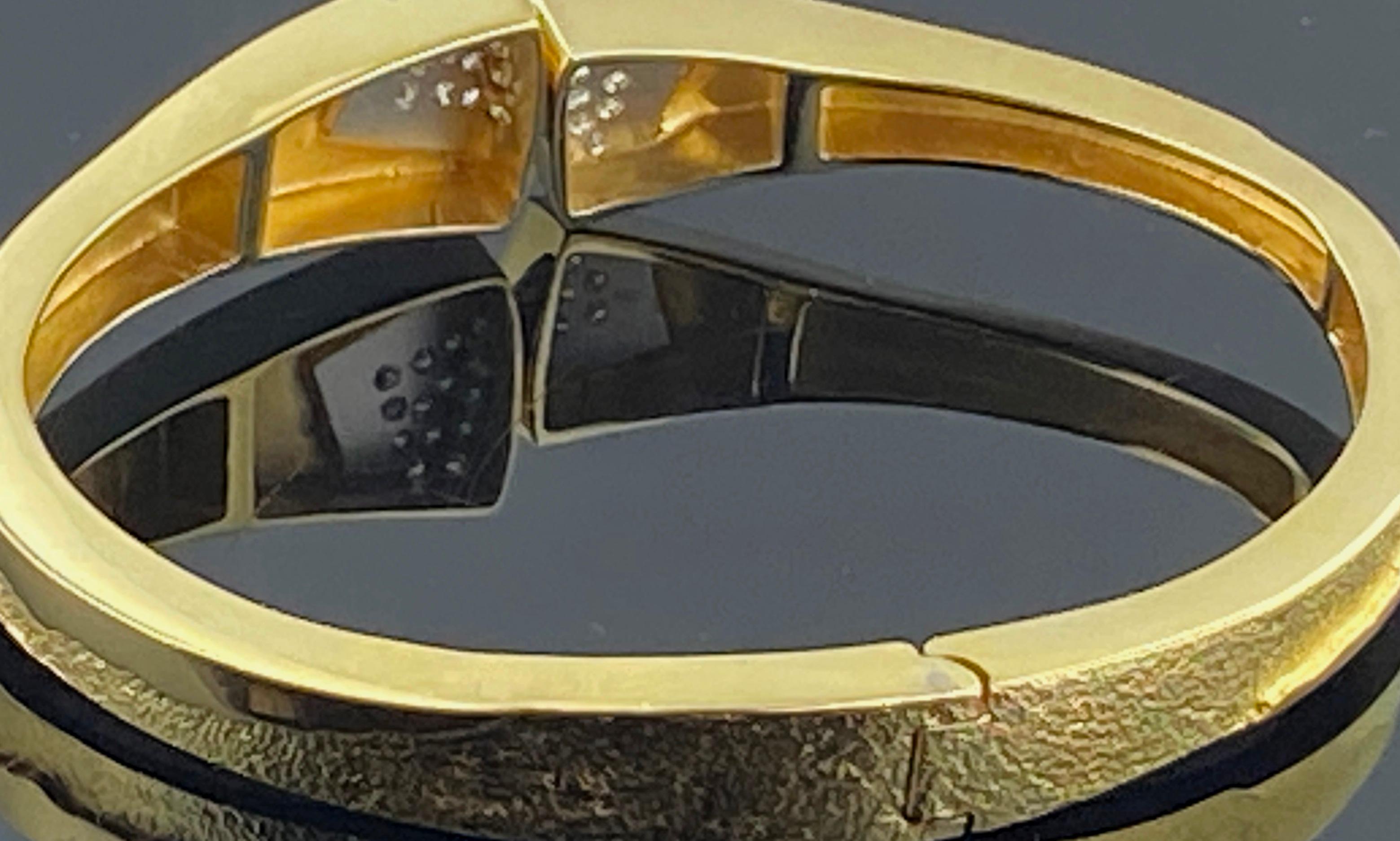 Round Cut 18 Karat Yellow Gold and Diamond Cuff Bracelet