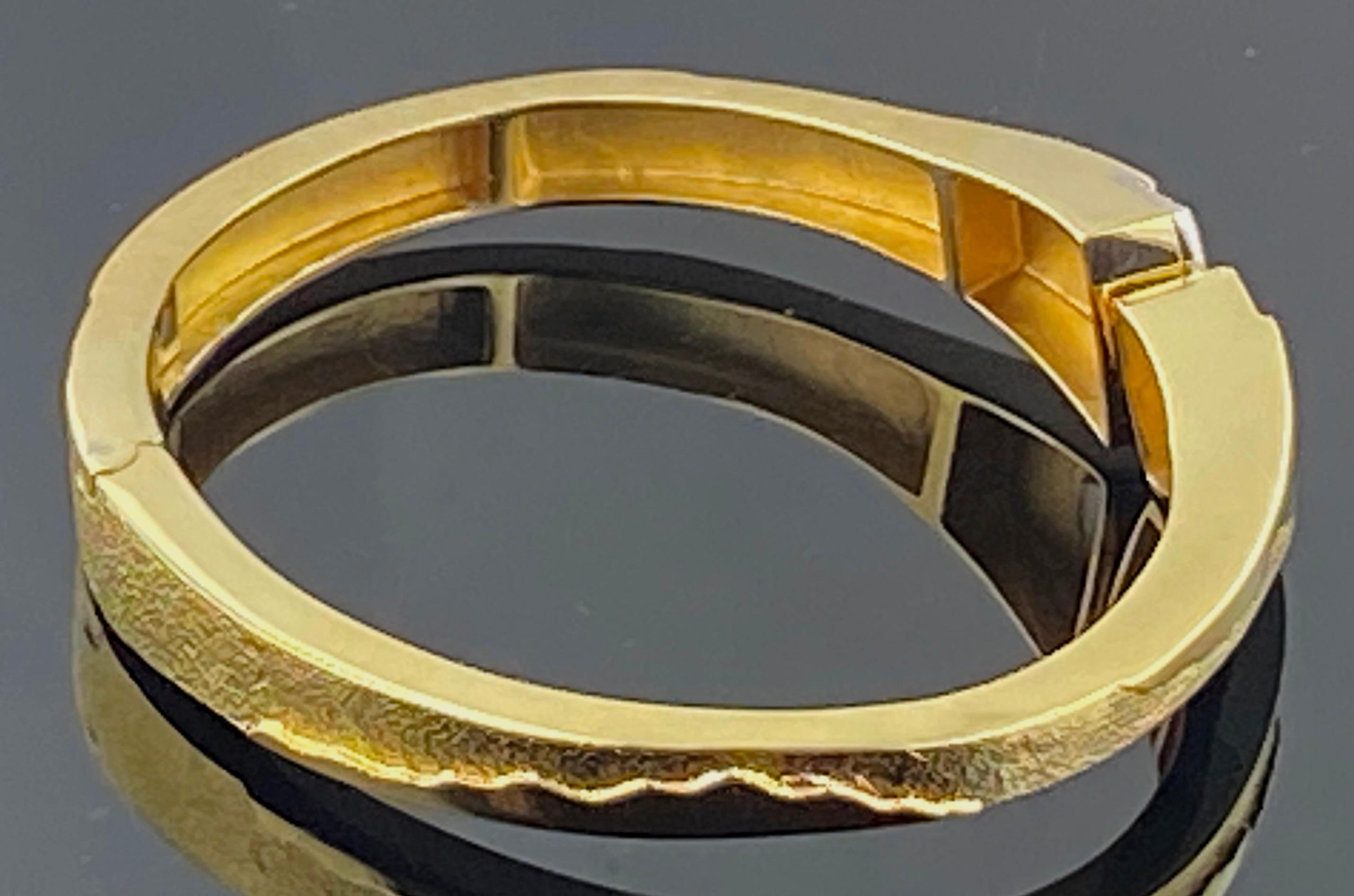 18 Karat Yellow Gold and Diamond Cuff Bracelet In Excellent Condition In Palm Desert, CA