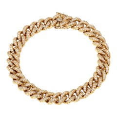 18 Karat Yellow Gold and Diamond Curb Link Bracelet