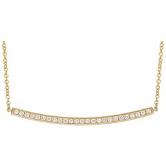18 Karat Yellow Gold and Diamond Curving Bar Pendant