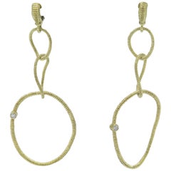 18 Karat Yellow Gold and Diamond Dangle Earrings