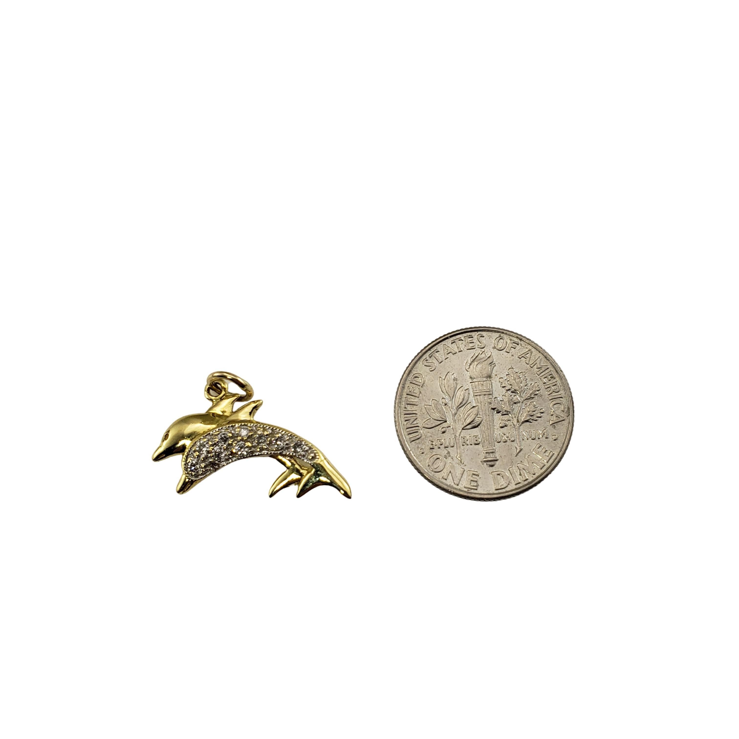 Brilliant Cut 18 Karat Yellow Gold and Diamond Dolphin Charm For Sale