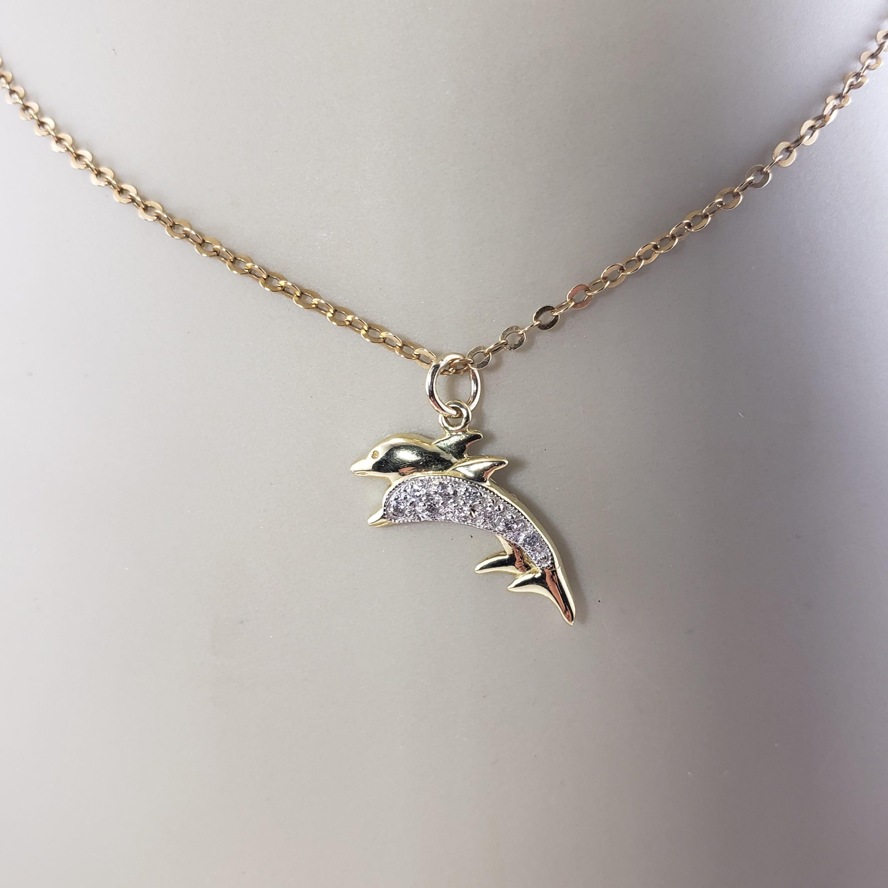 Women's 18 Karat Yellow Gold and Diamond Dolphin Charm For Sale