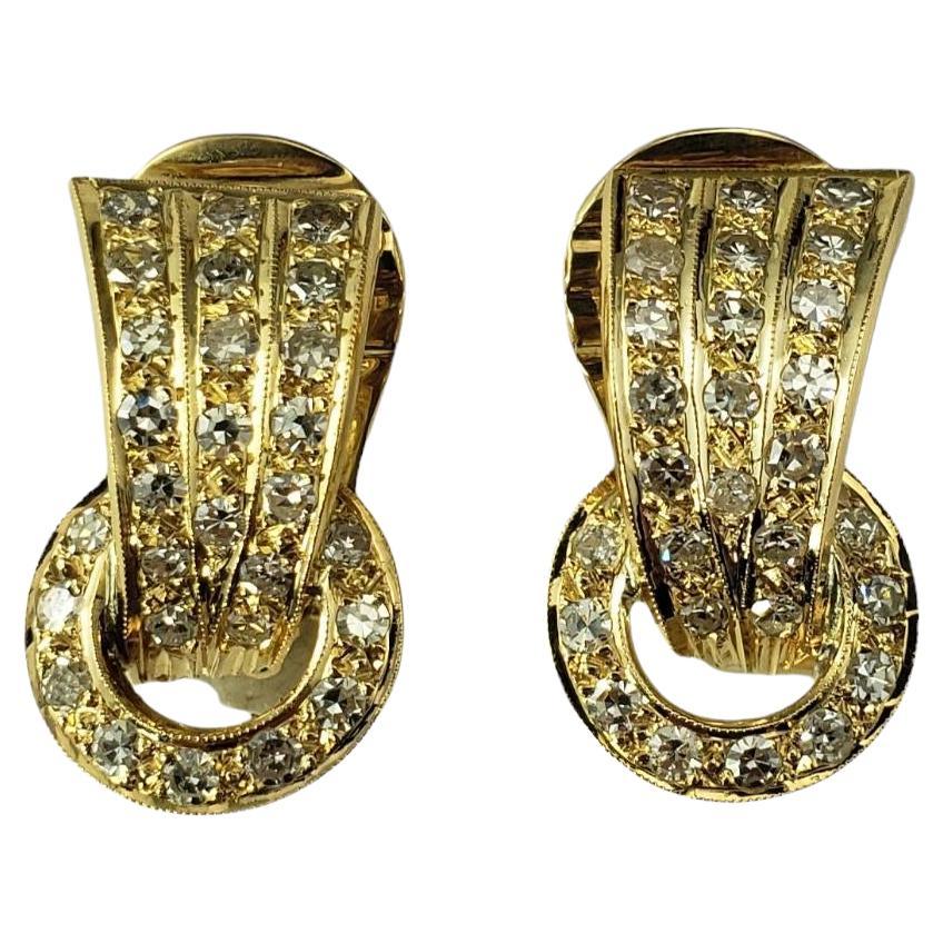 18 Karat Yellow Gold and Diamond Door Knocker Earrings #17327 For Sale