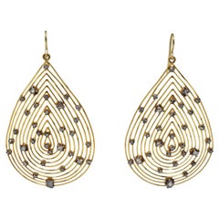18 Karat Yellow Gold and Diamond Drop Earrings