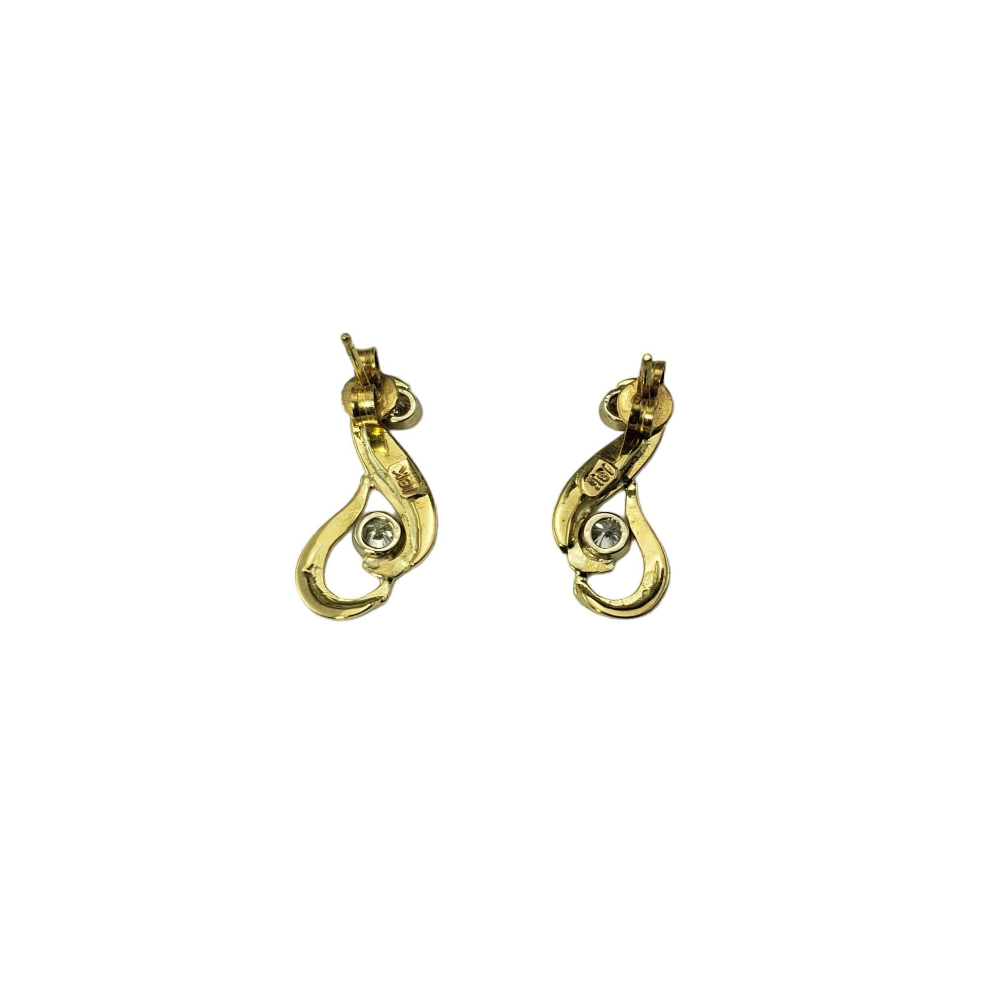 Women's 18 Karat Yellow Gold and Diamond Earrings #15517 For Sale