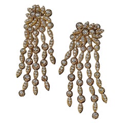 Veschetti 18 Karat Yellow Gold and Diamond Earrings